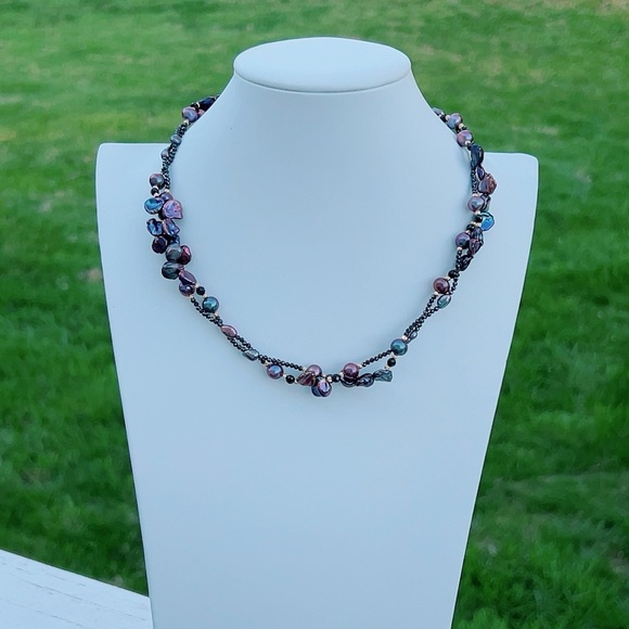 S139 Handmade Double Layer Freshwater Pearl Long Necklace - Picture 6 of 8